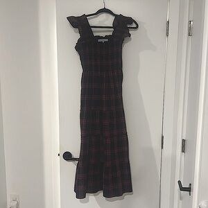 Hill House “Ellie” Nap Dress red navy tartan plaid, M